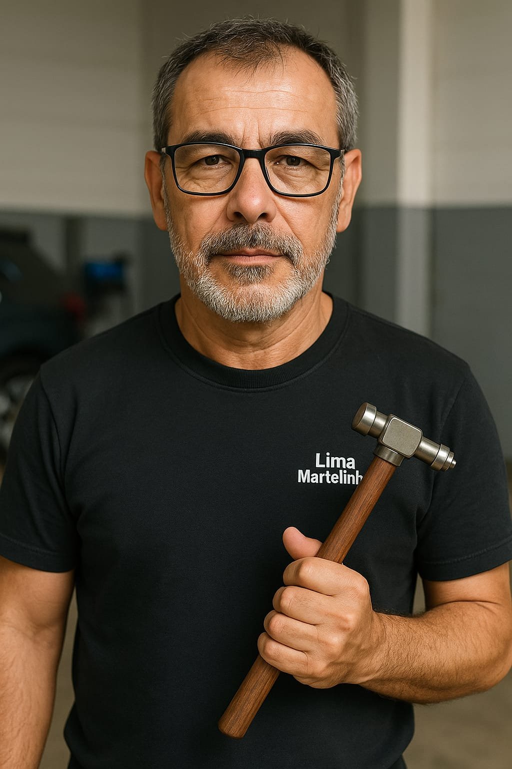 Técnico realizando martelinho de ouro com luminária e ferramentas